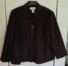 Womens Petites Plus 22PW Jones NY Burgundy/Black Wool Blend Button-Up Ja... - $720.09 MXN