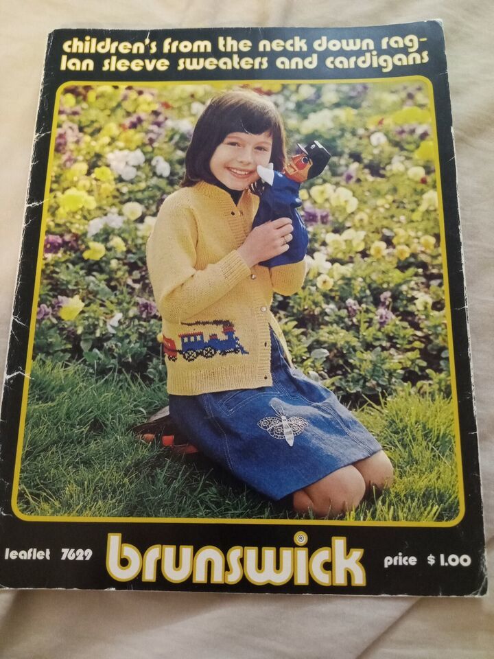 Children Sweater Pullover And Cardigans Knitting Pattern Brunswick 7629 leaflet - $1.62