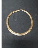 VINTAGE Unmarked Gold Filled Plated FLAT WIDE CUBAN LINK CHAIN NECKLACE ... - $69.86 CAD