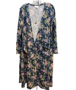 NWT LuLaRoe Large Navy Blue Pink Gold White Green Floral Sarah Long Card... - $44.54