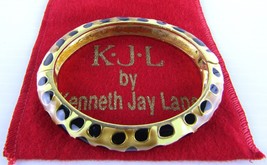 Kenneth Jay Lane, Enamel Brown Cream Giraffe Print Bracelet Collection Hinged - $23.92