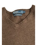 VTG Polo Ralph Lauren Mens Sweater 100% Lambswool Knit V-Neck Brown XL - $821.10 MXN