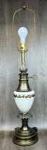 1960s Stiffel White Porecelain &amp; Gold Grapevine Solid Brass Torch/Urn Heavy Rare - £158.26 GBP