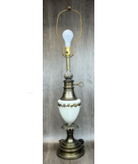 1960s Stiffel White Porecelain &amp; Gold Grapevine Solid Brass Torch/Urn He... - £154.79 GBP