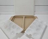 Tupperware Deviled Egg Carrier Keeper Holder Almond Tan #723-1 4 Piece Vtg - $9.85