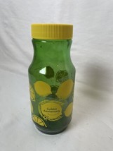 Vintage Anchor Hocking Green Lemonade Lemon Juice Jar Pitcher Carafe Yellow Lid - £11.19 GBP