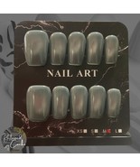 Slate Cat Eye Medium Square Press On Nails  - Size Medium - $13.00