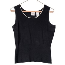 Emma James Tank Top Womens S Cami Black White Edges Ribbed Waist Stretch... - £12.31 GBP