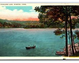 Canoe on Highland Lake Winsted Connecticut CT UNP Linen Postcard W20 - £1.54 GBP