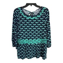 Crown &amp; Ivy Womens Shirt Adult Size Medium Crickets Blue Green 3/4 Sleev... - £19.14 GBP