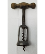 German Corkscrew Wood Handle Metal Spring Vintage Rustic Decor - $15.15