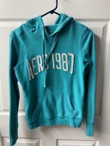 Aeropostale Pullover  Fleece Hoodie Juniors Size Small Green Spell Out - $12.81