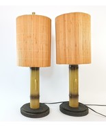 Set Bamboo Lamps For Cabana Joes By &quot;Pacific Coast Lighting&quot; c.1994 w Sh... - $205.93 CAD