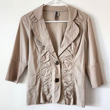 XCVI Tan Lightweight Ruched Jacket Size Small - £30.55 GBP