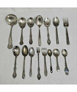 VTG Hand Painted Serving Spoon Fork Lot of 15 Floral Art Some Silverplated - $54.18 CAD