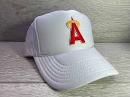 New Los Angeles Anaheim Angels White Hat 5 Panel High Crown Trucker Snapback - £18.34 GBP
