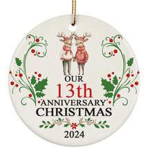 Cute Deer Couple Ornament Our 13th Anniversary Christmas 13 Years In Lov... - $15.79