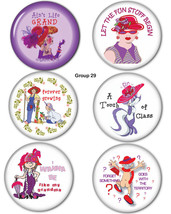 #29 FUN 3&quot; BUTTONS W/ PIN BACKS FAVORS GIFTS FOR RED HAT LADIES OF SOCIETY - £5.39 GBP