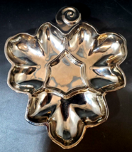 VINTAGE SMOKED GLASS SILVER OVERLAY DIVIDED LEAF SERVING DISH 10&quot; - £31.54 GBP