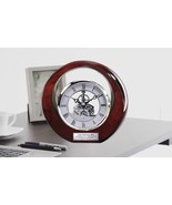 Engraved Silver Desk Clock Wood Etched Employee Appreciation Anniversary... - $215.29 CAD