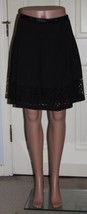 NWT Women&#39;s Catherine Malandrino Black Laser Cutout Hemline Skirt Size 10 - £23.35 GBP