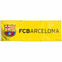 FC Barcelona Barca FCB 2' x 6' 2FT x 6FT Yellow VINYL Banner Flag Soccer Logo - £55.94 GBP