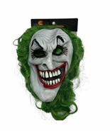Happy Halloween Rubber Clown Mask Green Hair Creepy Evil Scary Ugly Adul... - $8.41