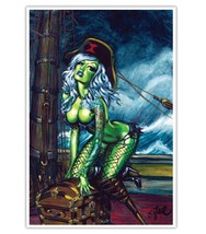 Tell No Tales Big Toe Lowbrow Art Print Framed/Unframed Sexy Green Pirate Girl - £15.98 GBP+