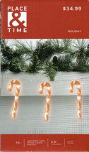 PLACE &amp; TIME 1890-8400 10CT LED CANDY CANE STRING LIGHTS 6.5&#39; ON BATTERY... - £23.94 GBP