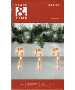 PLACE &amp; TIME 1890-8400 10CT LED CANDY CANE STRING LIGHTS 6.5&#39; ON BATTERY... - £23.87 GBP