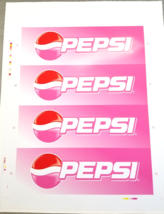 Pepsi Pink Ball Logo Art Work Quad Stacked 2000s Preproduction Advertising Large - $18.95