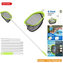 Universal Fit 6 Feet Pool Skimmer with Deep Mesh Net for Hassle-Free Cle... - $47.47