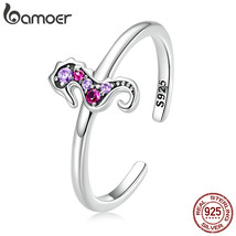 925 Silver Delicate Seahorse Open Ring for Women Cute Animal Ring for Girl Fine  - £17.18 GBP