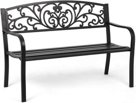 Garden Bench Patio Bench For Outdoor Use Metal Porch Work Entryway Steel Frame - £90.15 GBP