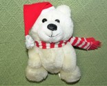 VINTAGE RUSS GRIZZLES TEDDY SANTA BEAR 6&quot; WHITE PLUSH STUFFED ANIMAL RED... - $10.80