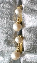 Marvella Classic Faux Pearl Gold-tone Clip Earrings 1970s vintage 3/4&quot; - $12.30