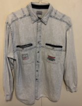 Jordache - Long Sleeve Button Up Denim Shirt - Blue - Size XL - Vintage - £68.16 GBP