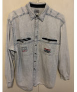 Jordache - Long Sleeve Button Up Denim Shirt - Blue - Size XL - Vintage - $120.50 CAD