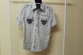 Roar Signature Grey Embroidered Short Sleeve  Shirt Medium Size - $65.00