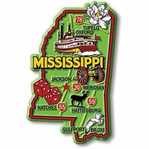 Mississippi Colorful State Magnet by Classic Magnets, 2.4&quot; x 3.7&quot;, Collectible S - £4.53 GBP