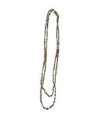 Vintage Long Layered Beaded Necklace 58” Gold Tone Faux Pearl Clear Bead... - $31.50