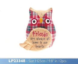 LEONARDO Owl Tartan Door Stop Friends are always at home in our hearts - $24.32