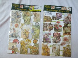 Vtg Artifacts Victorian Decoupage  Floral Fairies Scrap Art 4 sheet - £12.02 GBP
