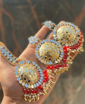 Punjabi Kundan Mirror Work Limited Set HurryUP Earrings Tikka Tika Bali Tops - £33.25 GBP