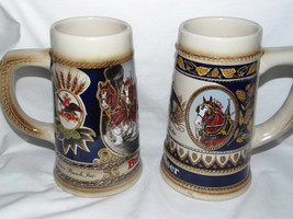 Budweiser W Germany Staffel Stonewear Clydesdale &amp; Horse Head Steins lot of 2 - £12.78 GBP