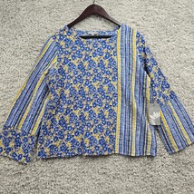 Habitat Shirt Womens Small Blue Floral Patchwork Long Sleeve Lightweight... - $44.50