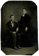 CIRCA 1860&#39;S 1/6th Plate TINTYPE Featuring Older Couple in Victorian Clothing - £12.34 GBP