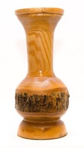 Vintage Lathe Turned Wood Vase Handcrafted Natural Wood - £12.49 GBP