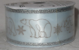 Christmas Indoor Holiday Northern Lights Ribbon POLAR BEAR blue sketch g... - $12.65