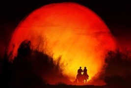 Giclee Best Decor Sunset and cowboy Painting Picture Printed Canvas - £7.60 GBP+